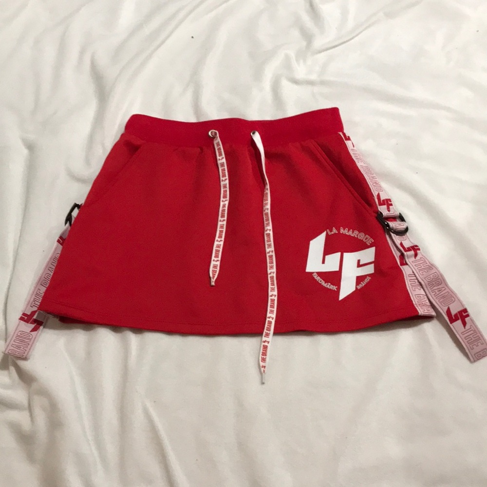 LF Red Mini Skirt with White Accents